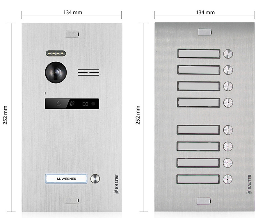 Abmessungen Balter EVO Video Türsprechanlage für 9-Familienhaus