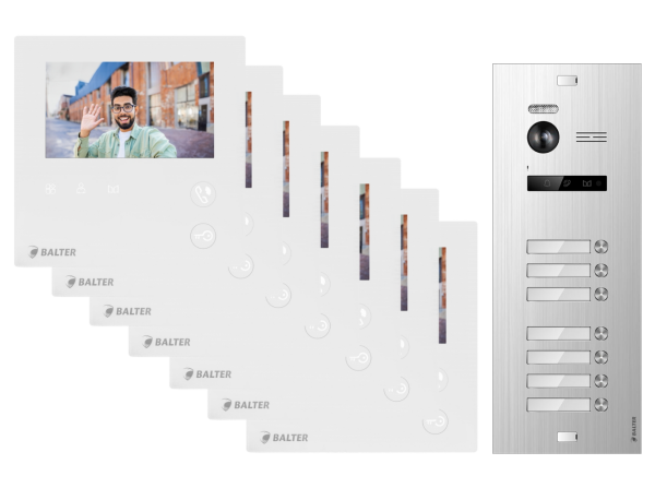 Video Gegensprechanlage BALTER EVO MINI 2-Draht BUS Komplettsystem für 7-Familienhaus