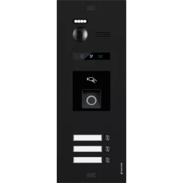 BALTER EVO-HD-BLACK-FN-3FAM Türstation in Schwarz für 3 Teilnehmer mit Fingerprintmodul und Full HD Video (1080p), 2-Draht IP-BUS Technologie