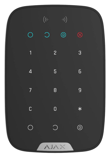 AJAX | Bedienfeld | LED-Statusanzeige | DESFire Kontaktlose Steuerung | Schwarz | KeyPad Plus